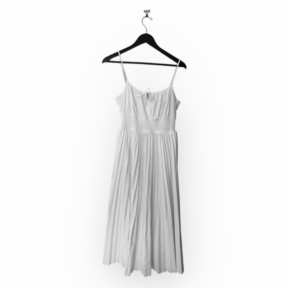 J Crew White Midi Dress Pleated - Picture 2 of 4